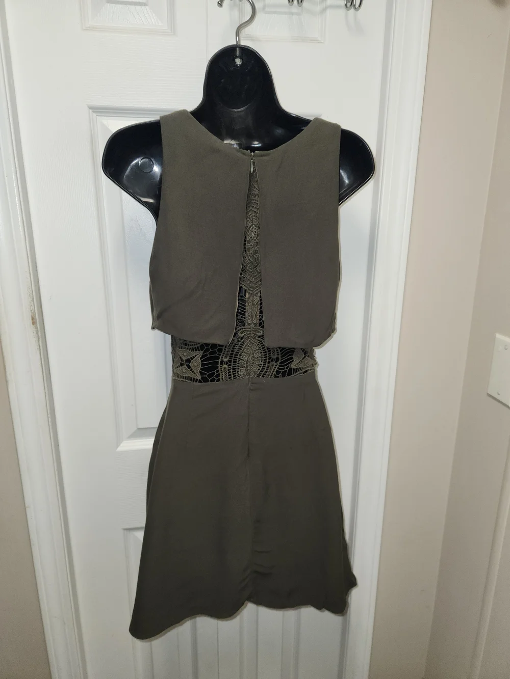 🍉Olive Crochet-Waist Fit & Flare Dress - Picture 8 of 8